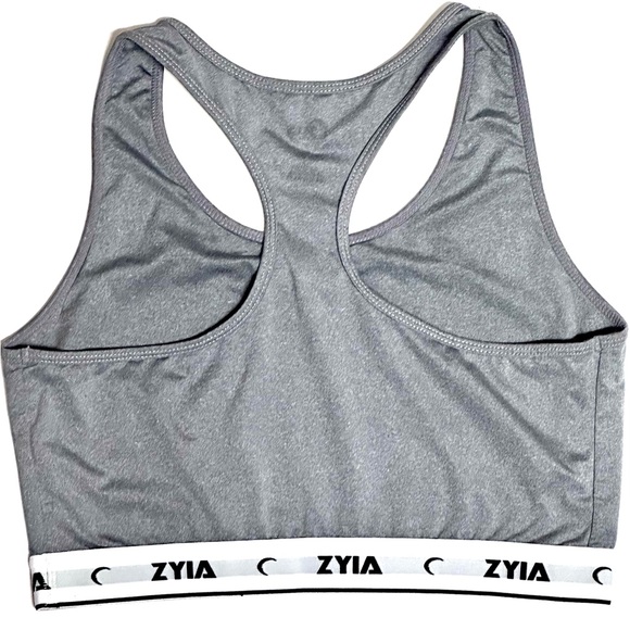 LOT OF 2 Zyia Sports Bras Comfort Racer Back Logo Band Cropped Tank PINK BLK MED - Picture 7 of 9